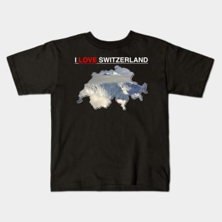 I Love Switzerland Snow Covered Mountain Peak Kids T-Shirt